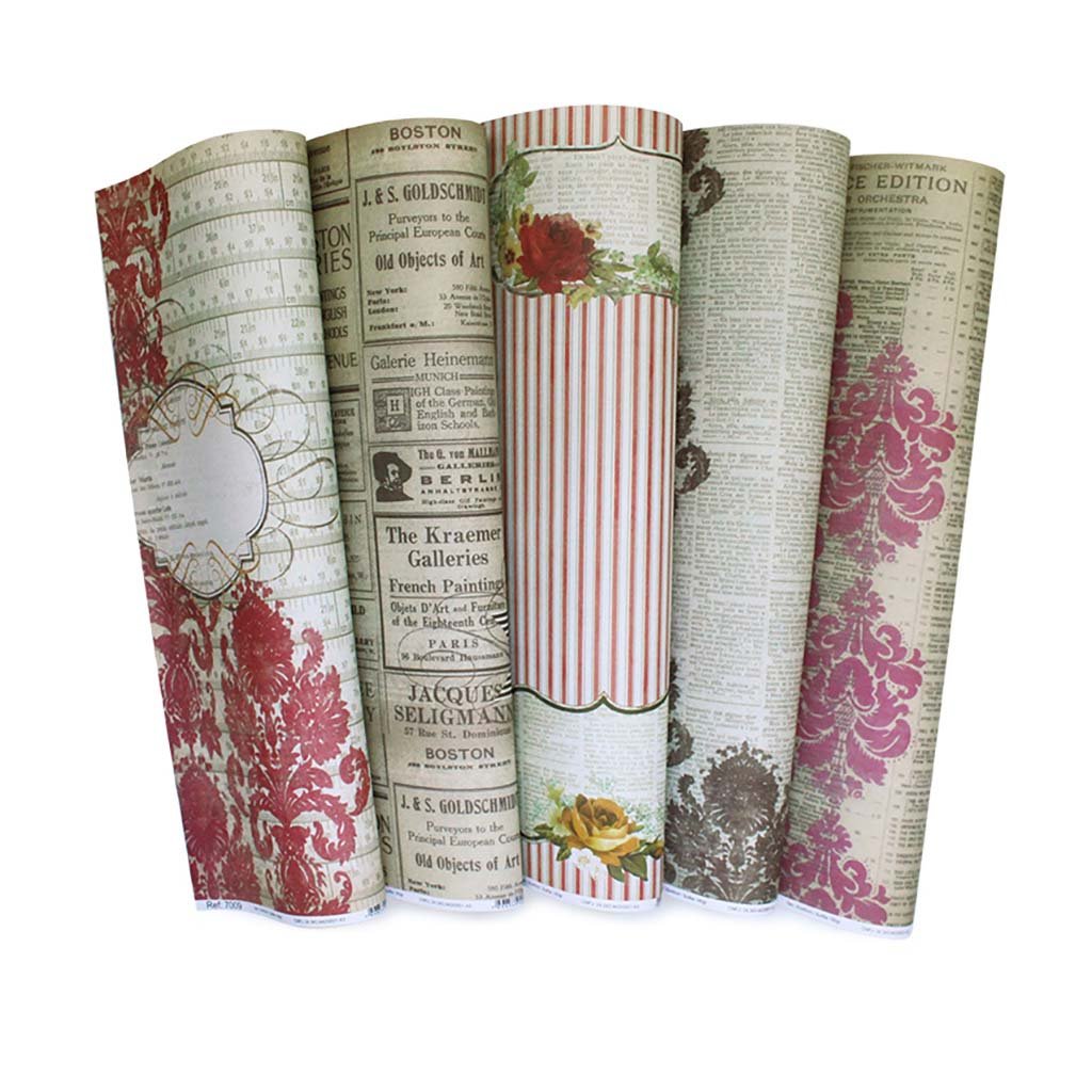 Papel com Estampa Coleção Vintage Journal Ref C54