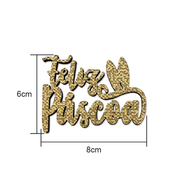 Aplique Páscoa MDF e Decortela Dourada Ref 02