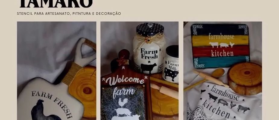 Trabalhos em artesanato do Ateliê Kelen Zavattini utilizando Stencils Tamako