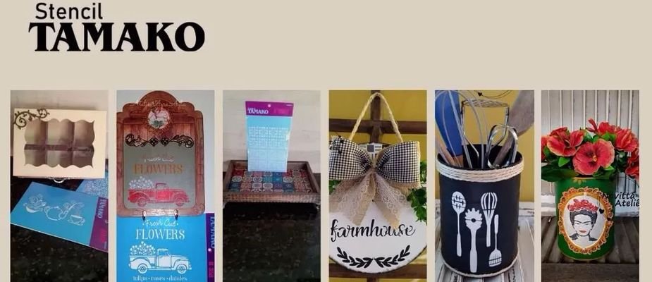 Trabalhos de Artesanato e Pintura com Stencil Tamako
