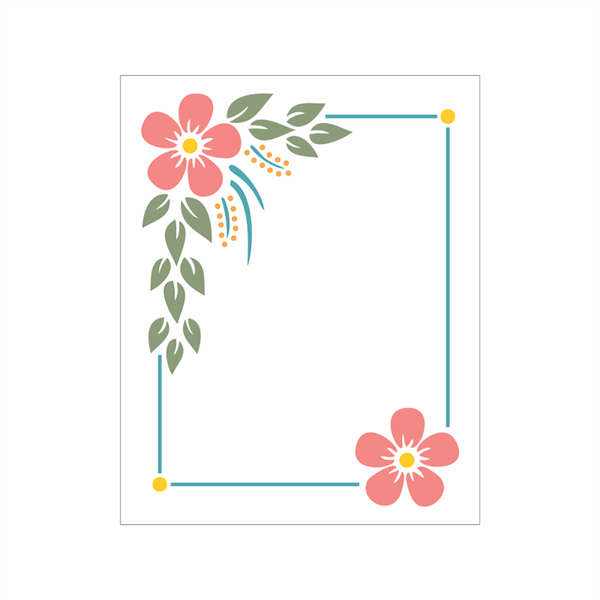 Stencil Moldura Floral - 20x25 - Ref 9159