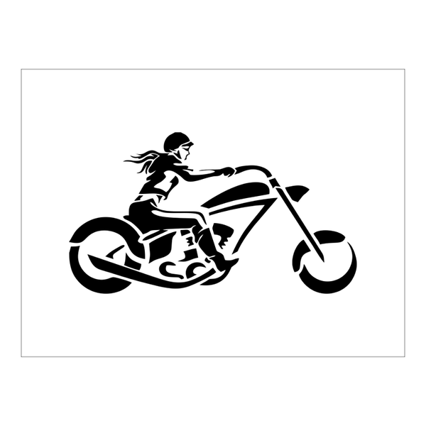 Stencil Motoqueira - 15x20 - Ref A2603