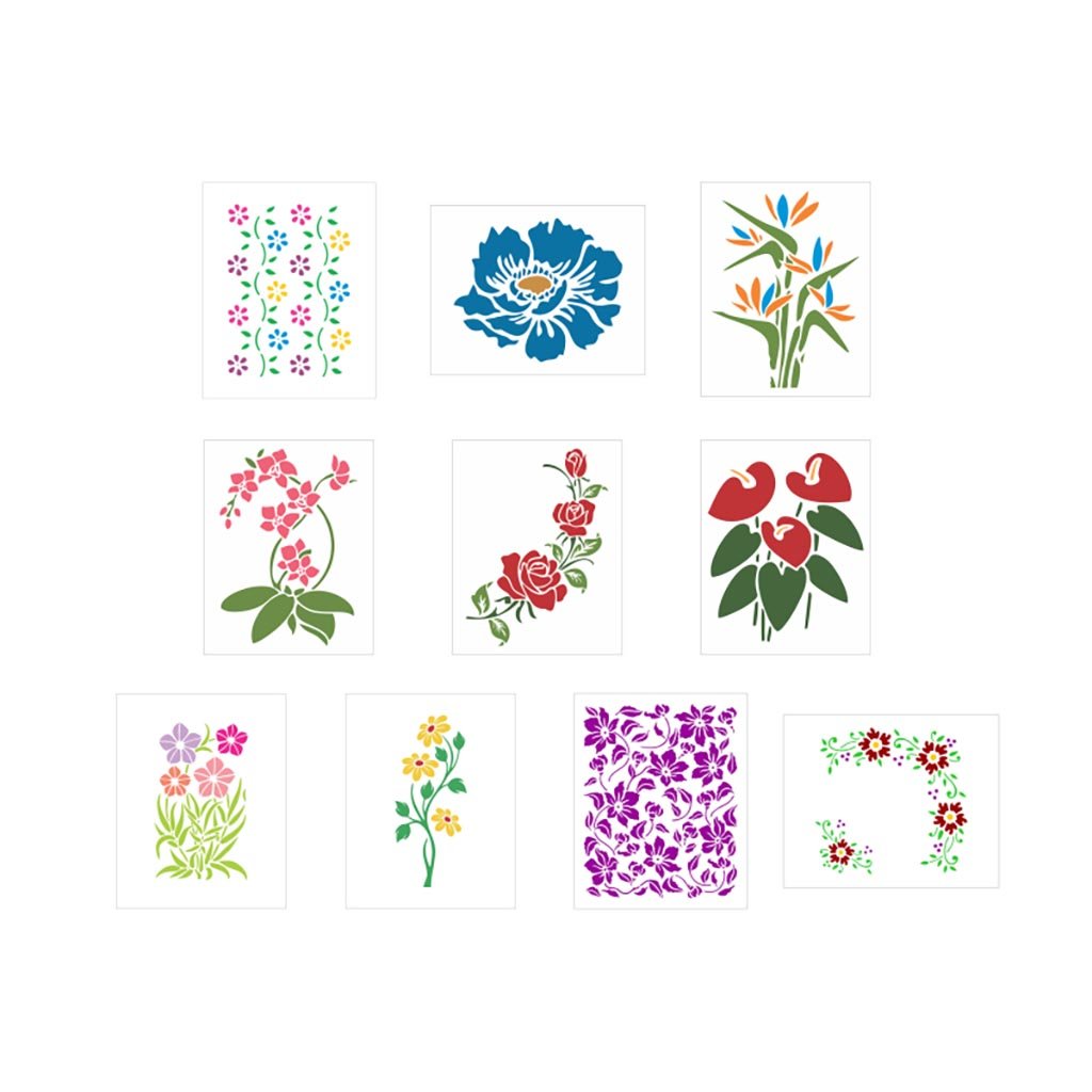 Kit Stencil 13 unid - Floral - Ref 24