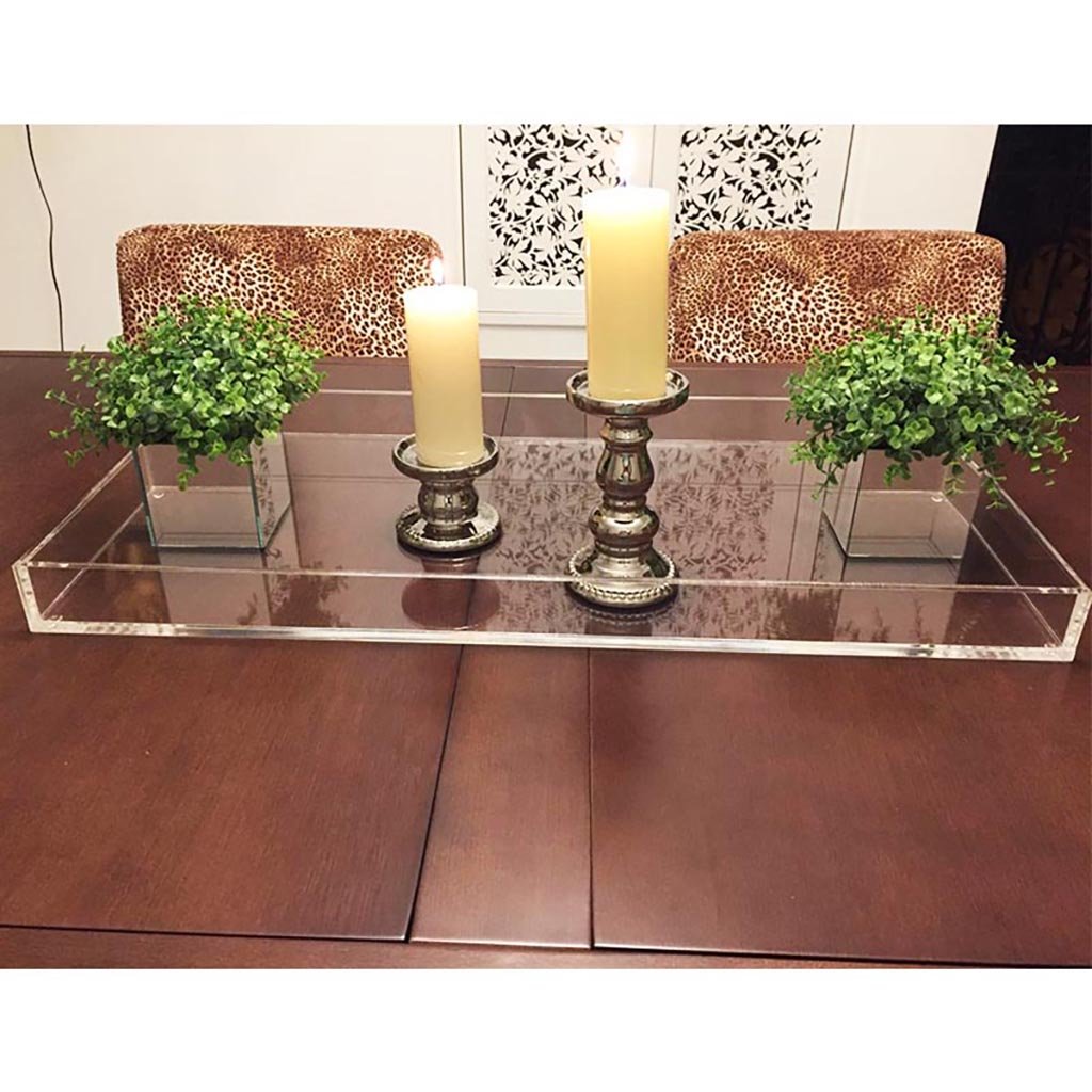 Bandeja De Servir De Acrílico Transparente 22x22 Pulgadas - Resistente, A Prueba De Agua, Con Asas, Organizador Para Cama O Salón