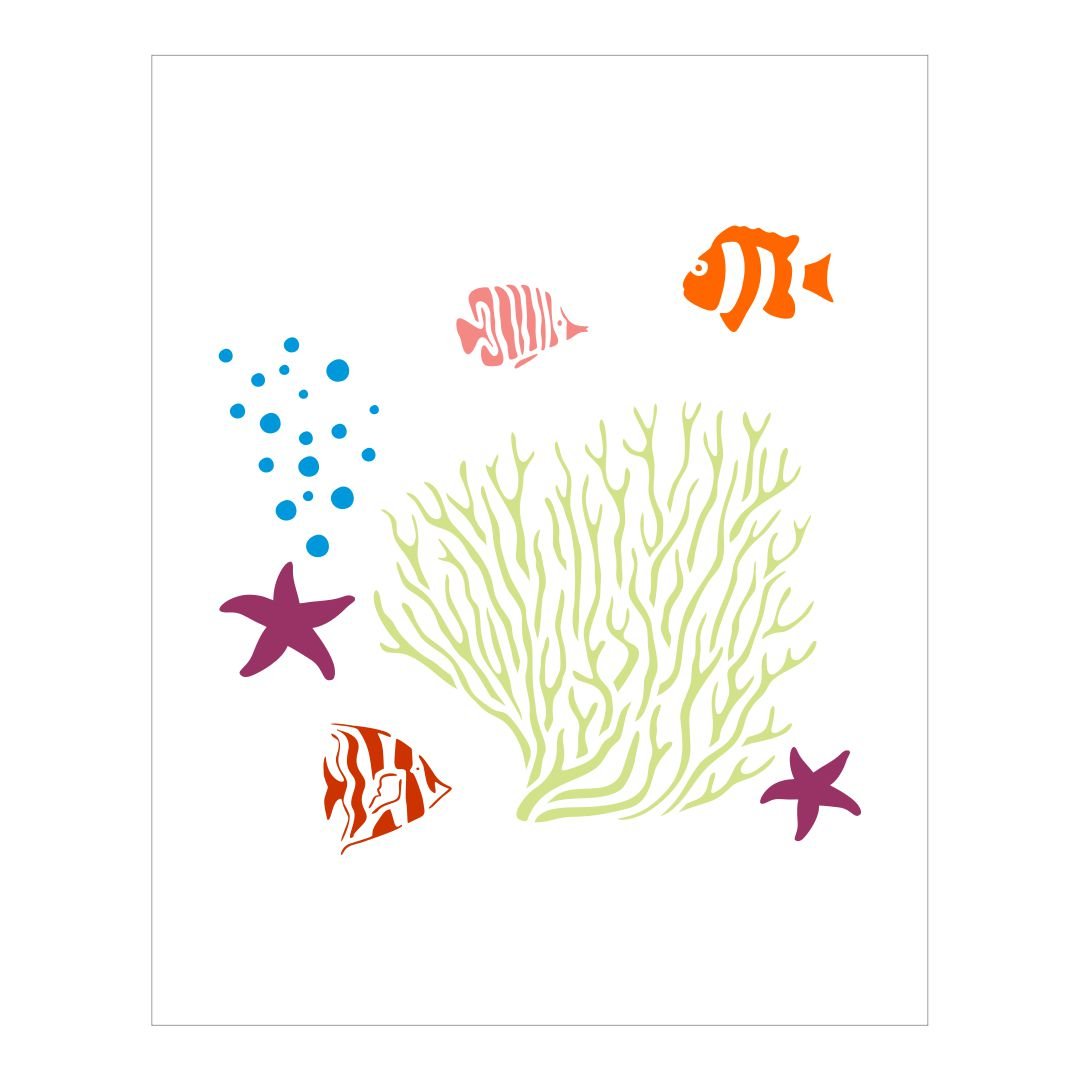 背景マステ14 Stencil Fundo do Mar - 20x25 - Ref B1563